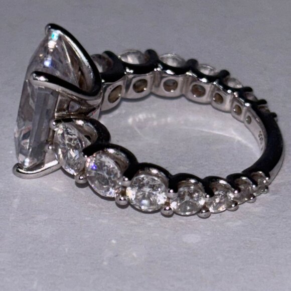 Platinum Clad® 925 Sterling Silver Cushion Cut CZ Engagement Ring Size 4 - Picture 8 of 14